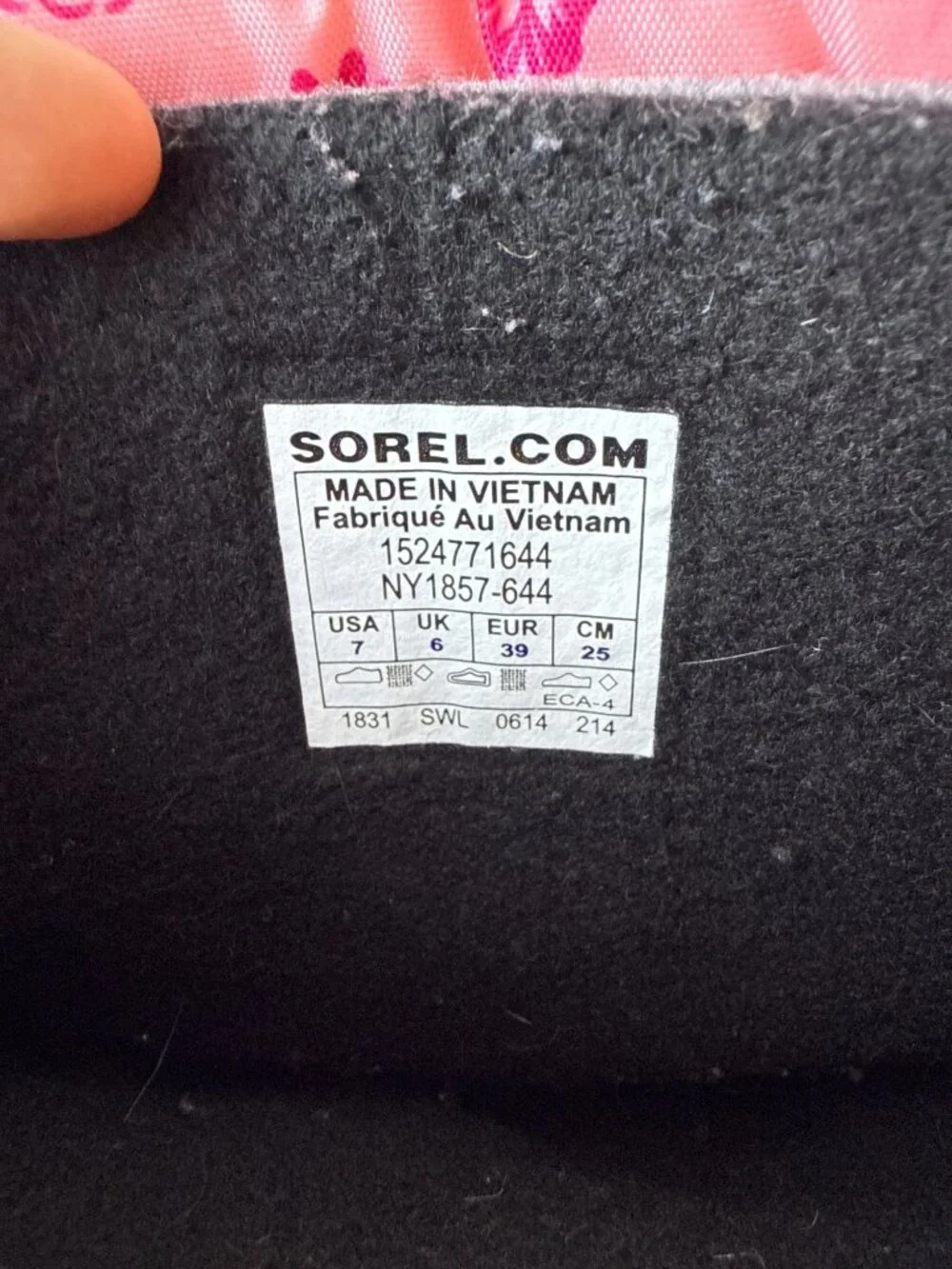 Sorel Winter Boots Sz 7 Pink Floral Waterproof Insulated Cold Weather Adjustable
